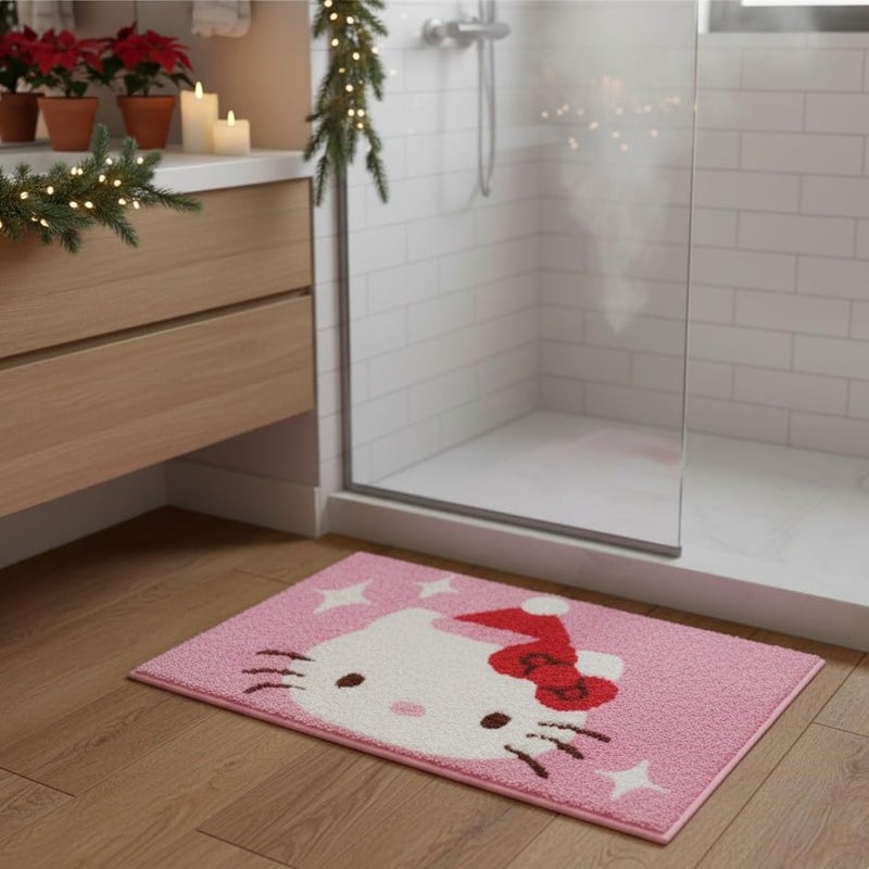 Jay Franco Christmas Tufted Bath Rug – 20” x 30” Inches Non-Slip Plush Mat with Latex Backing, Ultra-Soft Absorbent Carpet, Official Licensed Product, Pink - Hello Kitty - Image 2